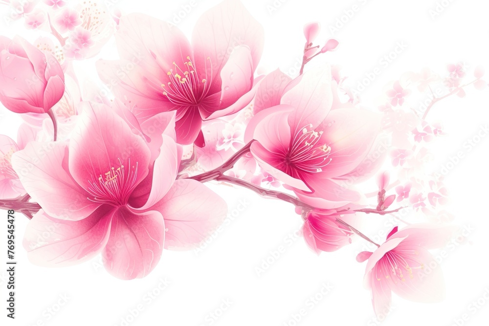 Pink Flower Japanese Vector Transparent 