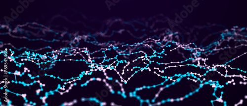 Network or connection. Abstract digital background of points and lines. Glowing plexus. Big data. Abstract technology science background. 3d rendering