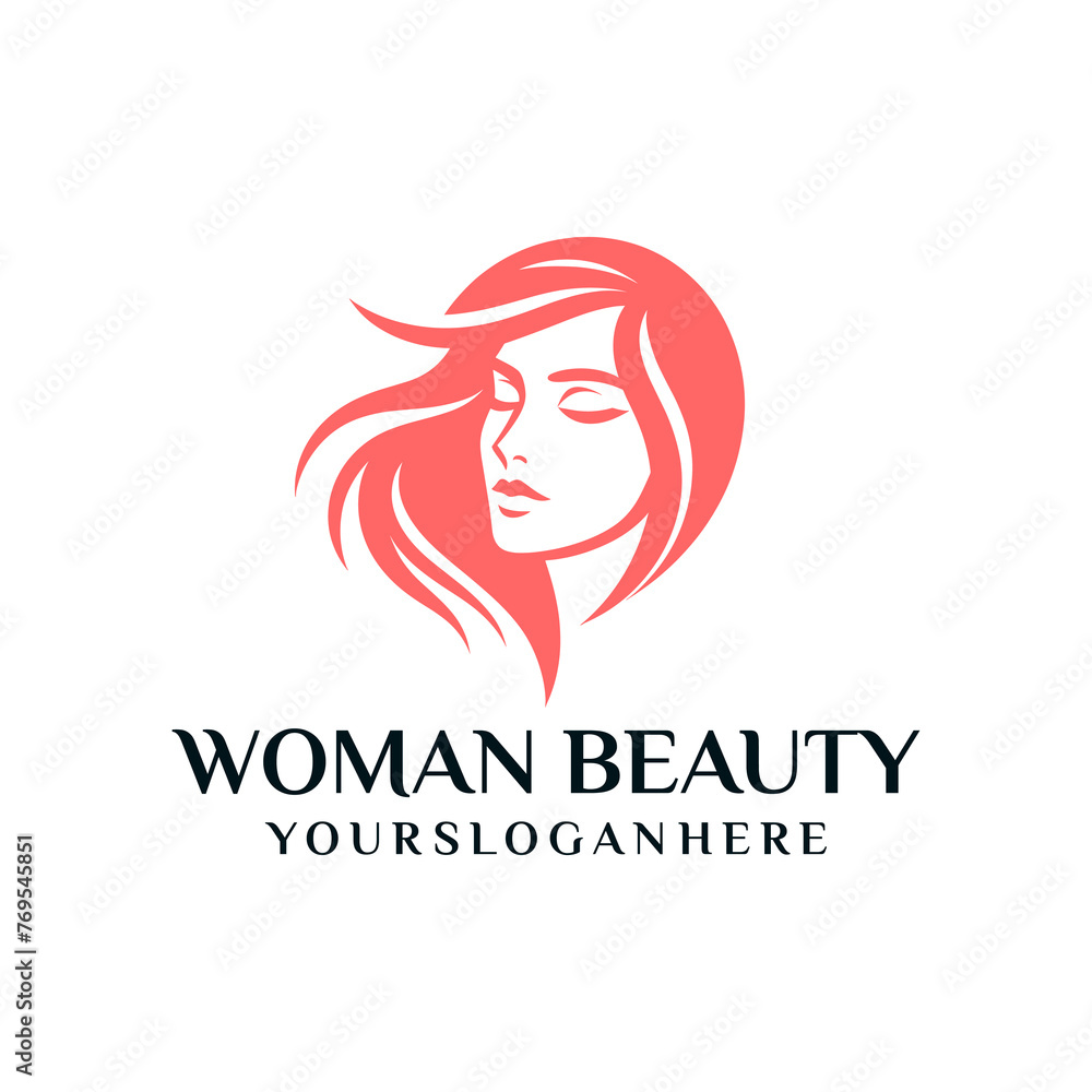 Woman Beuaty Vector Logo , Hair Salon Luxury Vector Logo , Beauty Spa , and Face Woman 