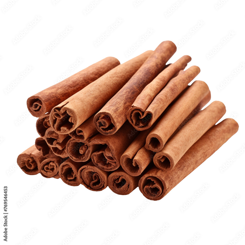 Cinnamon sticks stacked isolated on transparent background Cinnamon sticks stacked isolated on transparent background