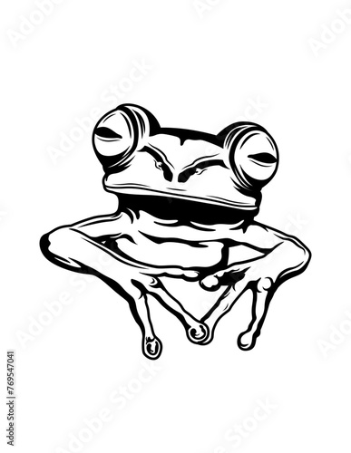 Funny Frog | Tailless Amphibians | Toad | Tadpoles | Bullfrog | Water Animal | Wildlife | Original Illustration | Vector and Clipart | Cutfile and Stencil