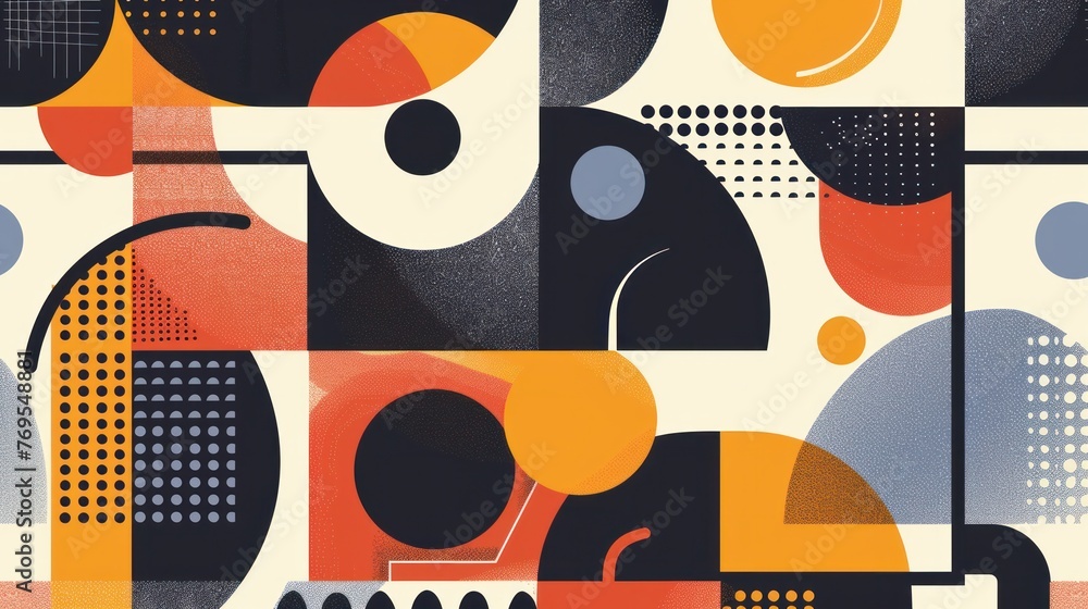 A modern, minimalistic artwork poster featuring simple geometric shapes and figures A modern, minimalistic artwork poster featuring simple geometric shapes and figures