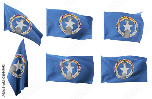 Large pictures of six different positions of the flag of Mariana Islands