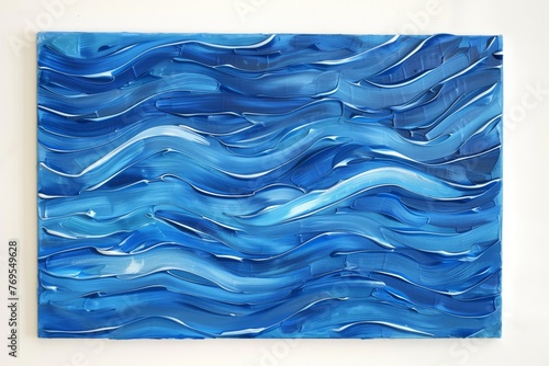 blue acrylic wave patterns on canvas © primopiano