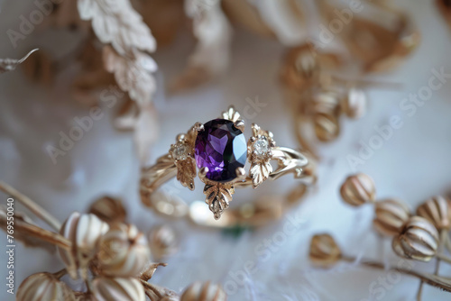 Close Up of Ring With Purple Stone
