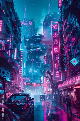 Gritty Neon-Lit Cyberpunk Metropolis