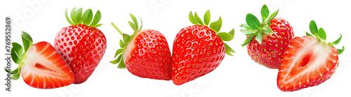 Set of delicious strawberries, cut out