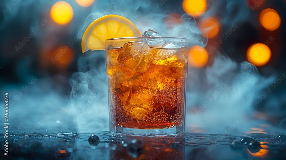 Drink with ice. Illustration On The Theme Of Drinks And Food, Recreation And Entertainment. Generative AI Drink with ice. Illustration On The Theme Of Drinks And Food, Recreation And Entertainment. Generative AI