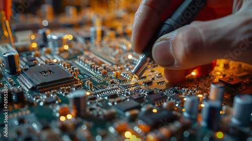 An electronics design engineer designing a motherboard, Generative Ai