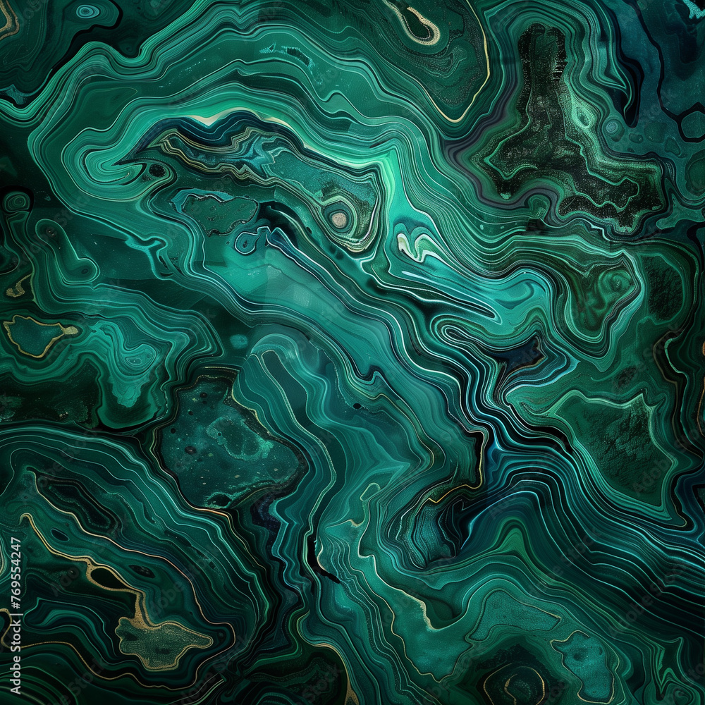 A highly detailed malachite texture, illuminated by a microscopy technique. AI Generated A highly detailed malachite texture, illuminated by a microscopy technique. AI Generated