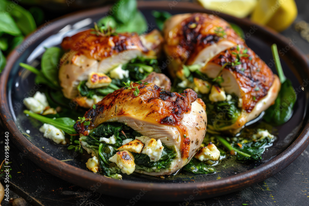 Chicken With Spinach and Feta Cheese