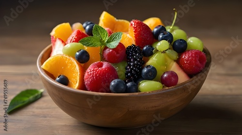 Bowl of fruit salad  close-up generative ai 