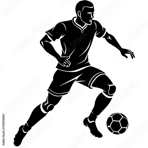 Fototapeta Naklejka Na Ścianę i Meble -  vector football soccer player silhouette isolate