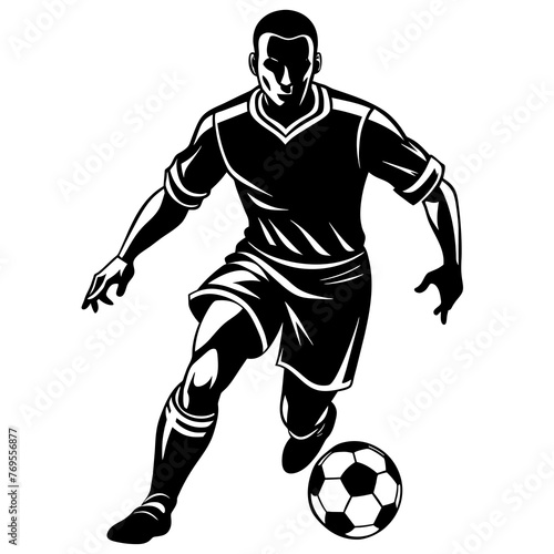 Fototapeta Naklejka Na Ścianę i Meble -  vector football soccer player silhouette isolate
