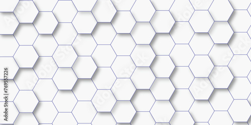 Fototapeta Naklejka Na Ścianę i Meble -  Abstract hexagon background. Futuristic abstract honeycomb mosaic white technology blue background. Surface polygon pattern with glowing hexagon paper texture and futuristic business. graphic concept.