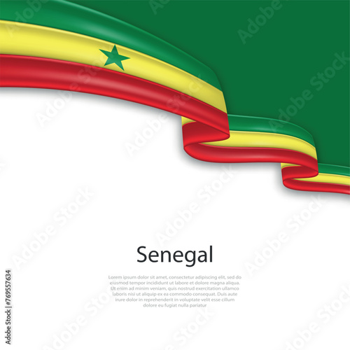 Waving ribbon with flag of Senegal