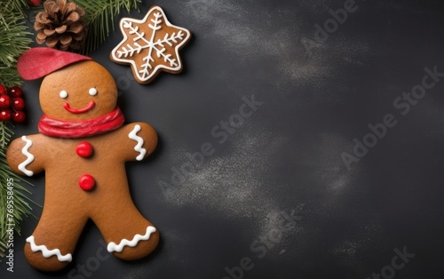 gingerbread man on chalkboard background