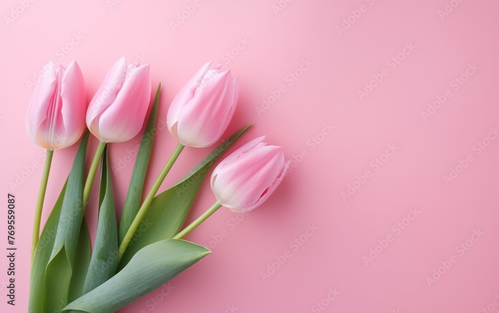 pink tulips against a pink background