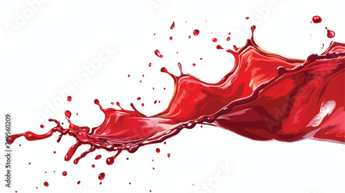Red splashing alcohol.. Flat vector 