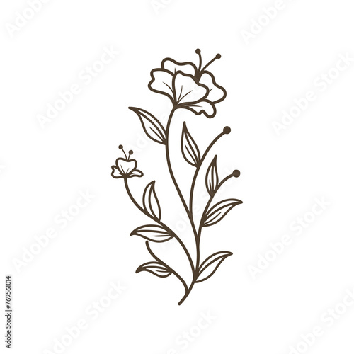 Aesthetic Line Flower Vector Logo , Abstract Floral Vector , Beauty Flower Outline Vector Logo