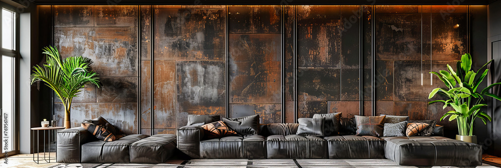 Obraz premium Contemporary Living Room with Elegant Sofa, Modern Decor, and Luxurious Comfort