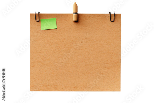 Earthy Elegance: A Green Stick on Brown Paper. On a White or Clear Surface PNG Transparent Background.