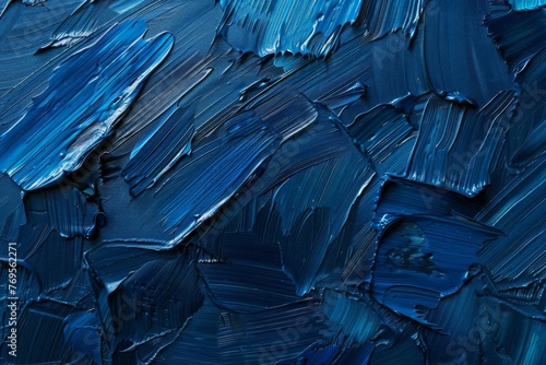 Abstract dark blue rough texture background, oil or acrylic painting with brushstrokes