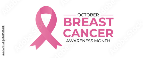 October breast cancer emblem sign for awareness month with pink ribbon symbol. National Breast Cancer Awareness Month. Holiday Concept. banner, cover, poster, flyer, background. vector illustration