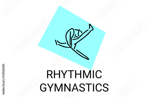 Rhythmic gymnastic sport vector line icon. practice gymnastic. sport pictogram, vector illustration