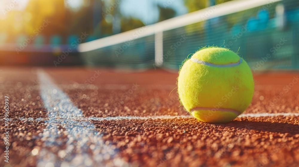tennis ball on the net