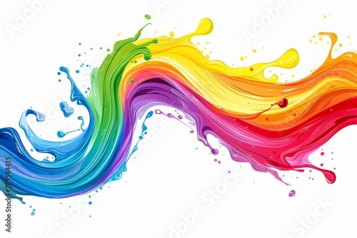 Colorful Rainbow Paint Splash Wave, Isolated Design Element on White Background, Vector Illustration