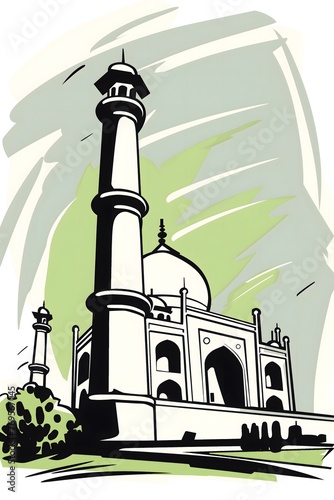 Taj Mahal cartoon style illustration