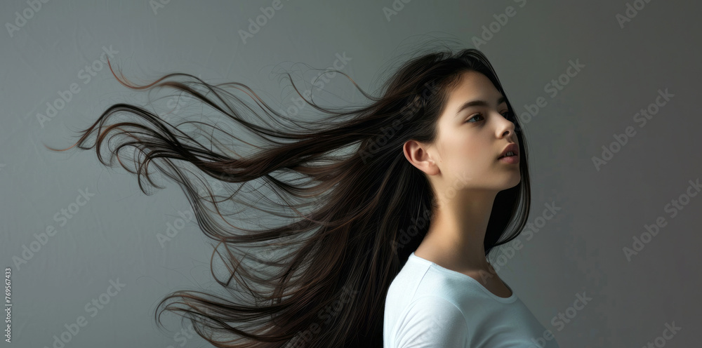 Fototapeta premium portrait of a woman with long hair