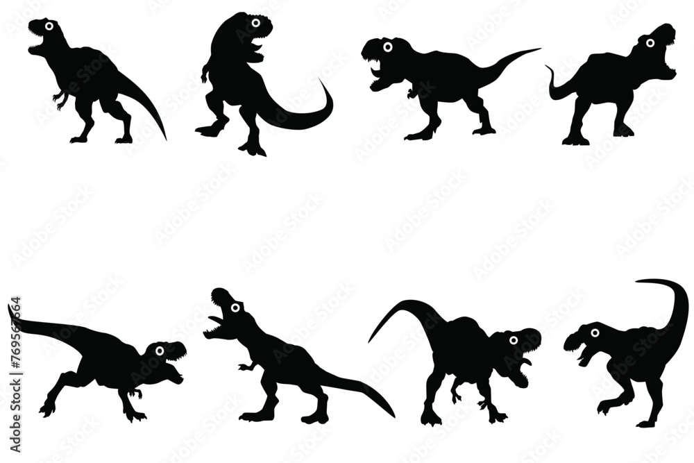 Top rated dinosaur silhouettes, Set of  black dinosaur vector ,Hig quality dinosaur vector ,Set of jurassic Shadows, Dinosaur Silhouettes Vector Illustration