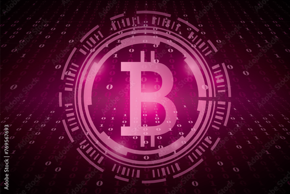 Fototapeta premium Technological background with the crypto currency bitcoin