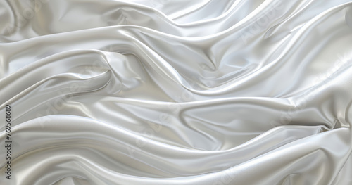 White silk waves in the foreground, abstract background 