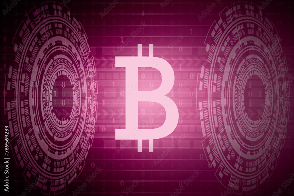 Obraz premium Technological background with the crypto currency bitcoin