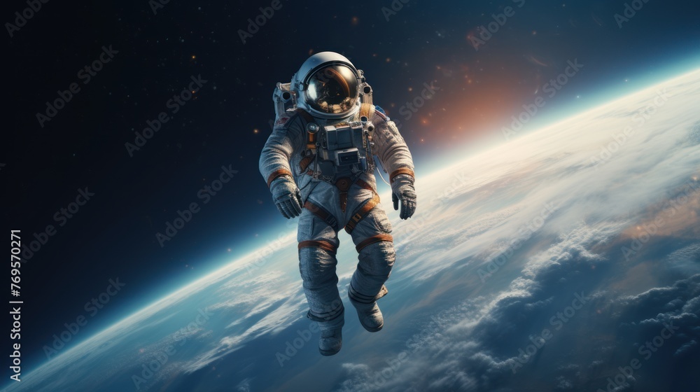 Fototapeta premium An astronaut in outer space. 