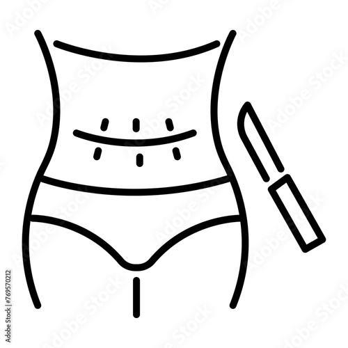 A well-designed linear icon depicting cesarean section 