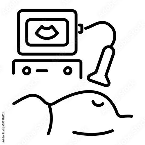 Editable line style icon of ultrasound scan 