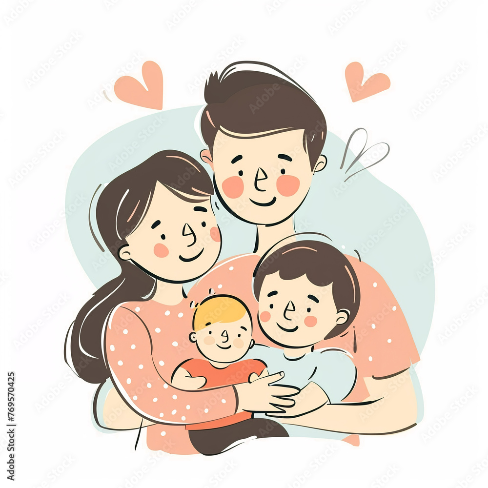 illustration of happy loving family, parents with kids, isolated flat vector modern parenthood illustration, mother, father and child, full of love and tenderness illustration of happy loving family, parents with kids, isolated flat vector modern parenthood illustration, mother, father and child, full of love and tenderness
