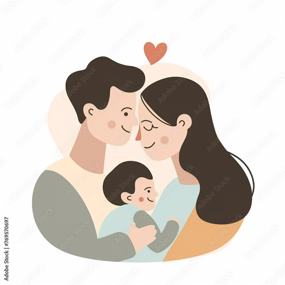illustration of happy loving family, parents with kids, isolated flat vector modern parenthood illustration, mother, father and child, full of love and tenderness illustration of happy loving family, parents with kids, isolated flat vector modern parenthood illustration, mother, father and child, full of love and tenderness