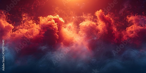 Billowing Smoke on a Red and Black Background: Creating a Dramatic Atmosphere. Concept Smoke Effects, Red and Black Background, Dramatic Photography, Atmosphere Creation, Visual Impact