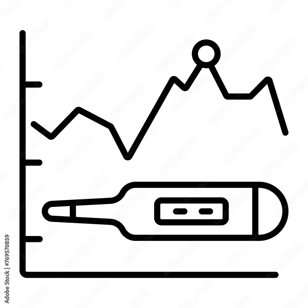 A linear icon of basal temperature graph A linear icon of basal temperature graph