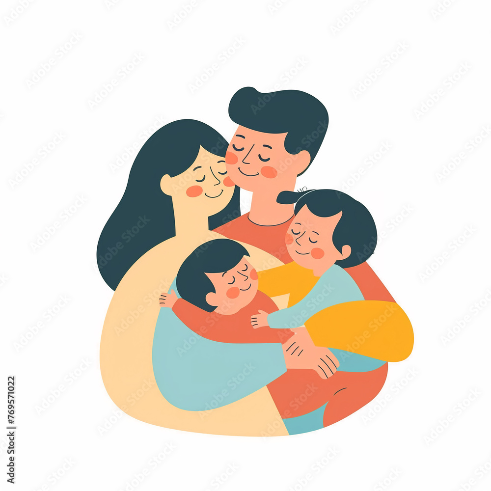 illustration of happy loving family, parents with kids, isolated flat vector modern parenthood illustration, mother, father and child, full of love and tenderness illustration of happy loving family, parents with kids, isolated flat vector modern parenthood illustration, mother, father and child, full of love and tenderness