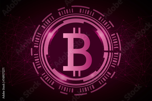 Technological background with the crypto currency bitcoin