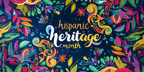 National Hispanic heritage month. Spanish culture celebration poster, card for social media, networks
