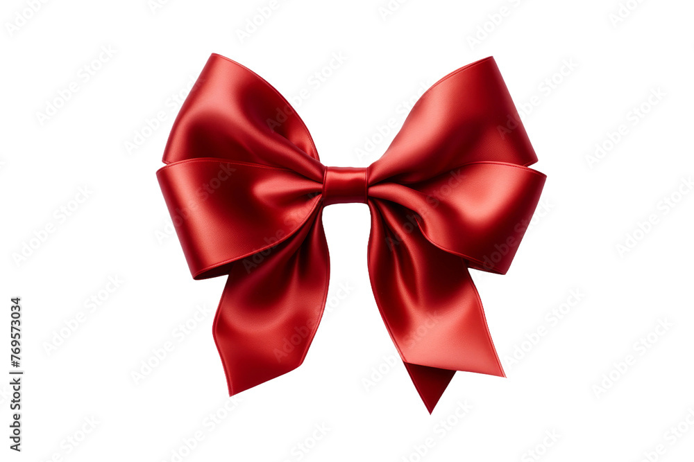 Naklejka premium Elegance Unwrapped: Red Bow on White. On a White or Clear Surface PNG Transparent Background.