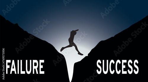 vector illustration of Business man start from failure to success. move up motivation, the path to success - Vector