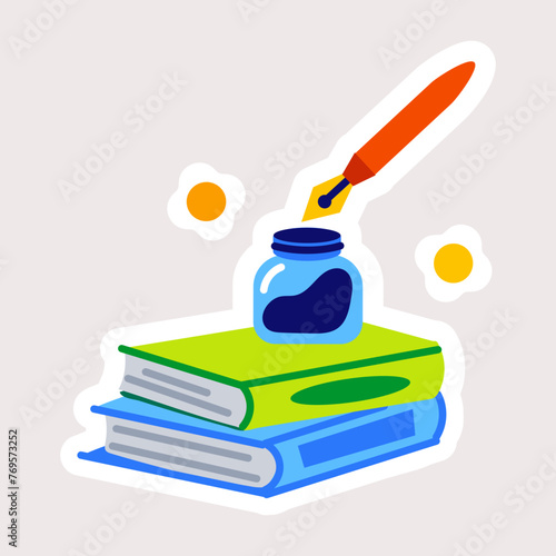 Educational material flat style sticker 
